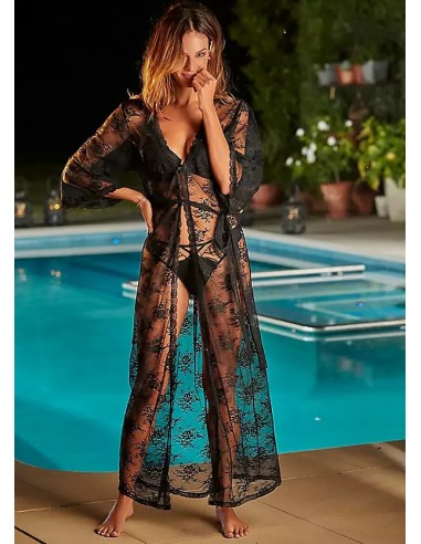 Petite Fleur Gold pikk pitsiline kimono